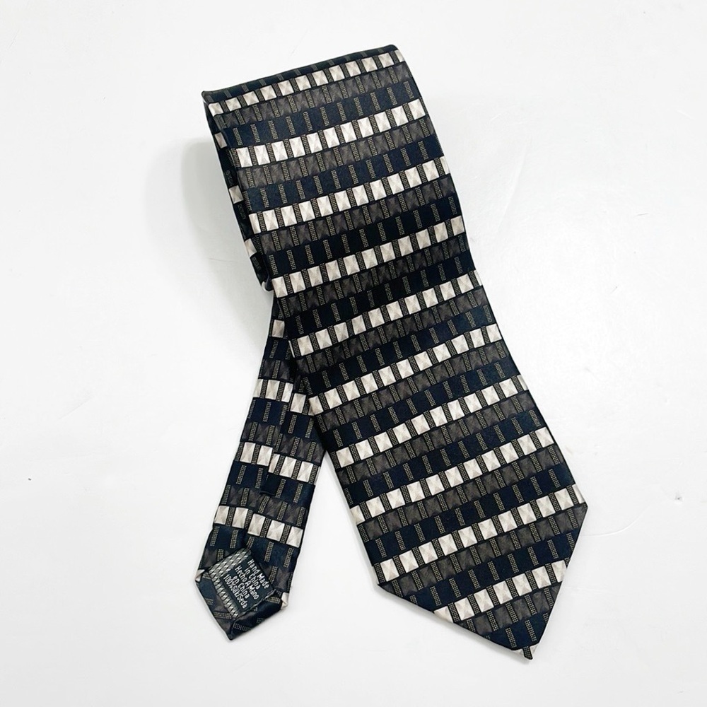 George geometric print 100% silk standard tie